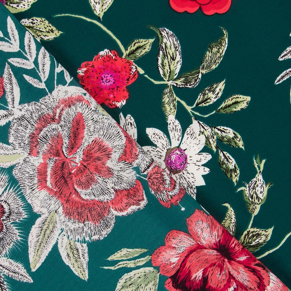 Crepe Xaile Manila Verde Garrafa - Ribes y Casals