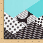 Tecido Bi-Stretch Patch Geo Água-Marinha - Ribes y Casals