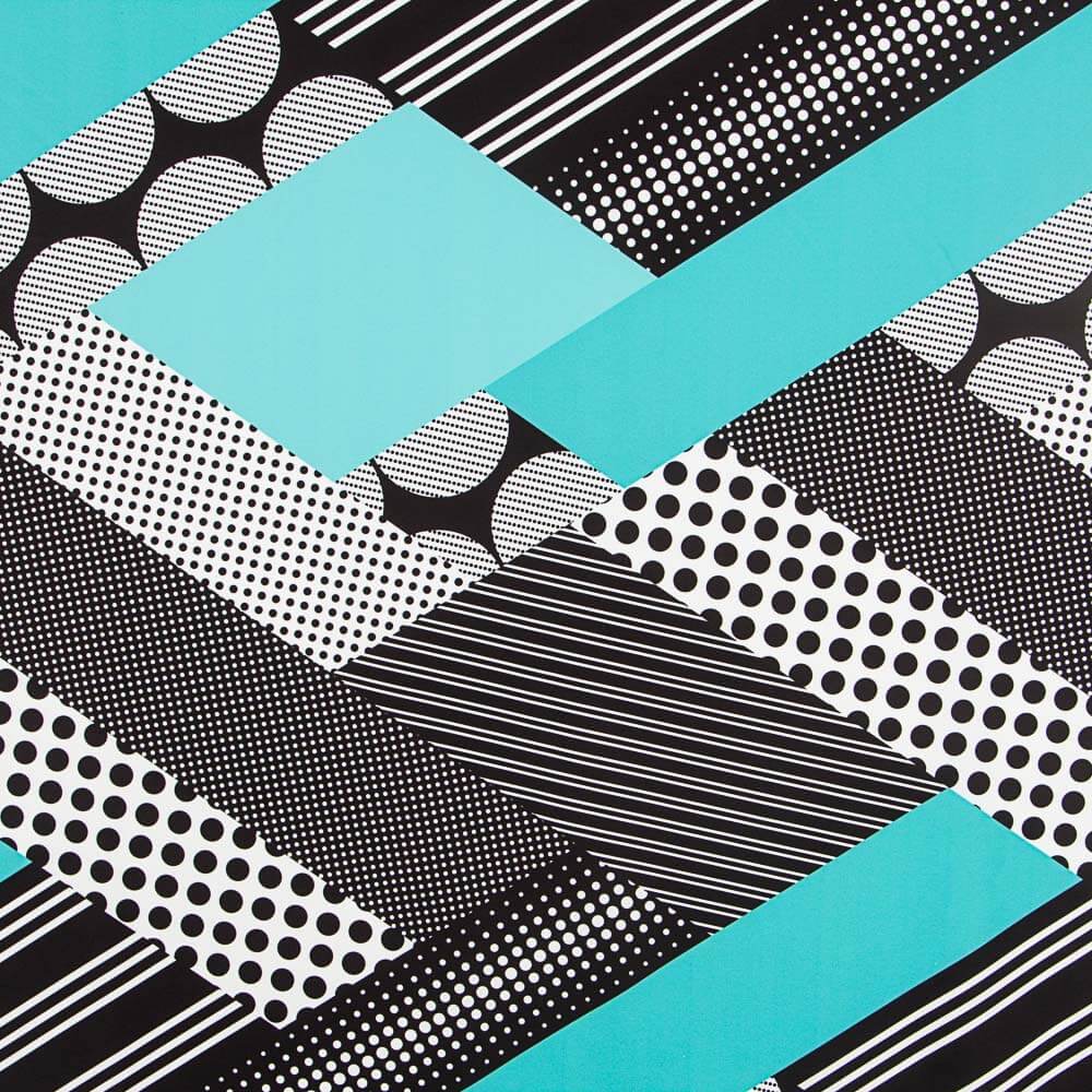 Tecido Bi-Stretch Patch Geo Água-Marinha - Ribes y Casals