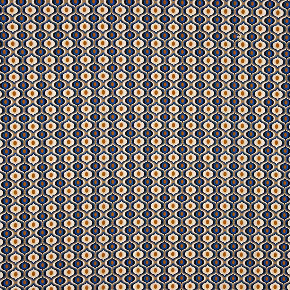 Crepe Poliéster Geométrico Olho Azul - Ribes y Casals