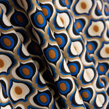 Crepe Poliéster Geométrico Olho Azul - Ribes y Casals