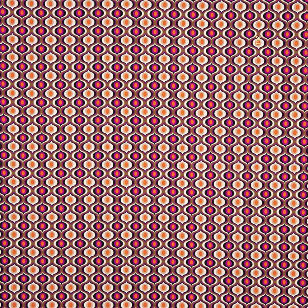 Crepe Poliéster Geométrico Olho Rosa - Ribes y Casals