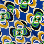 Crepe Poliéster Flor Geométrica Azul - Ribes y Casals