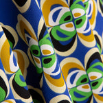 Crepe Poliéster Flor Geométrica Azul - Ribes y Casals