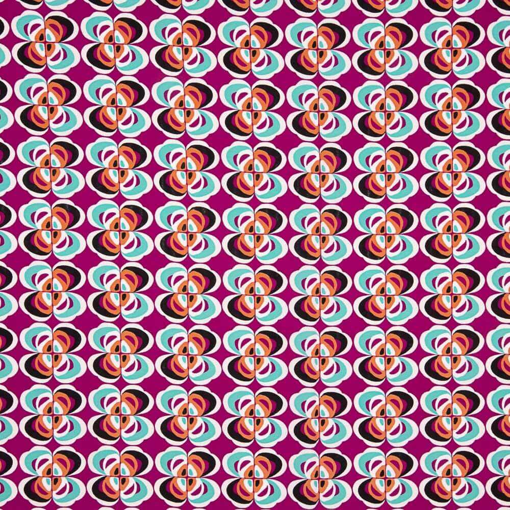 Crepe Poliéster Flor Geométrica Fúcsia - Ribes y Casals