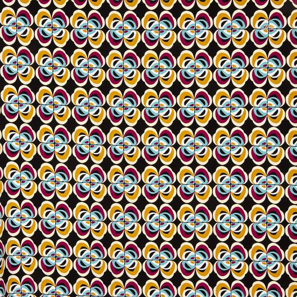 Crepe Poliéster Flor Geométrica Ocre - Ribes y Casals