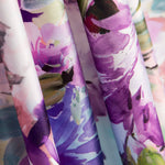 Tecido Fama Stretch Flor Primavera Azul Celeste - Ribes y Casals