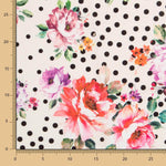 Tecido Bi-Stretch Cretonne Vermelho Bolinhas Branco - Ribes y Casals