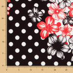 Tecido Bi-Stretch Flor Bolinhas Mix Vermelho - Ribes y Casals