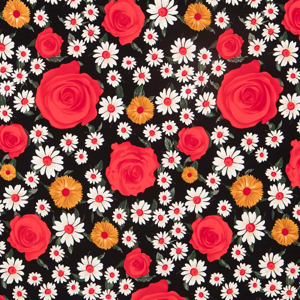 Crepe Rosas Margarida Vermelho - Ribes y Casals