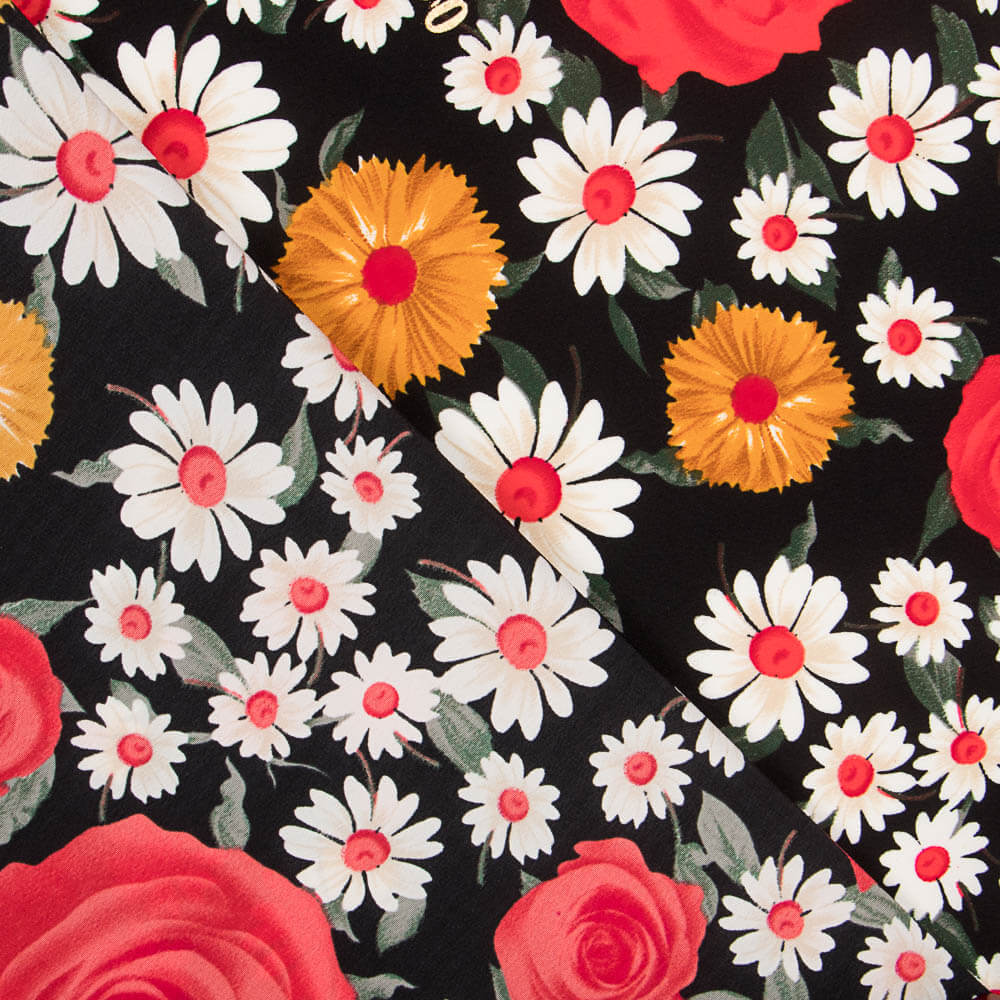 Crepe Rosas Margarida Vermelho - Ribes y Casals