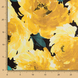 Tecido Fama Stretch Flor Pinceladas Amarelo - Ribes y Casals