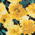 Tecido Fama Stretch Flor Pinceladas Amarelo - Ribes y Casals