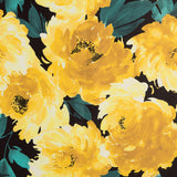 Tecido Fama Stretch Flor Pinceladas Amarelo - Ribes y Casals