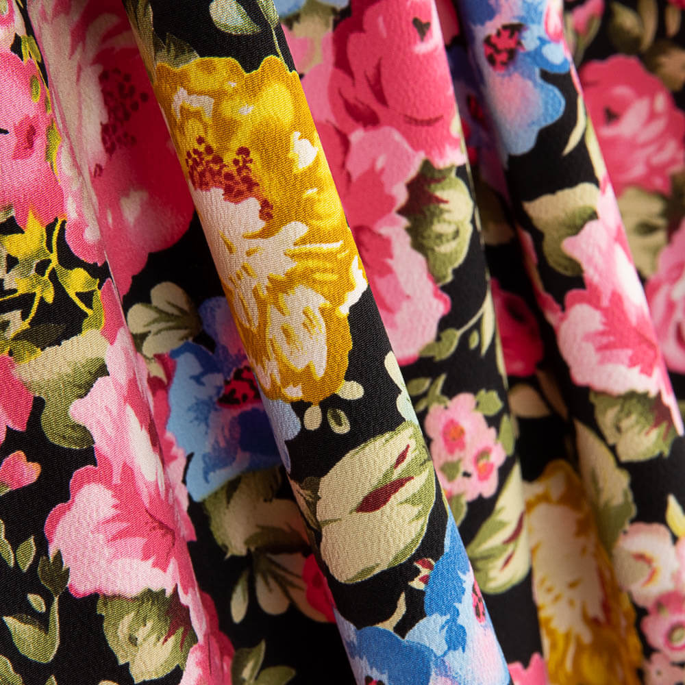 Crepe Poliéster Cretona Nita Preto - Ribes y Casals