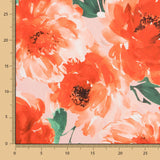 Tecido Fama Stretch Flor Pinceladas Salmão - Ribes y Casals