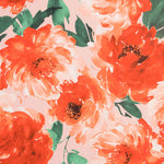 Tecido Fama Stretch Flor Pinceladas Salmão - Ribes y Casals