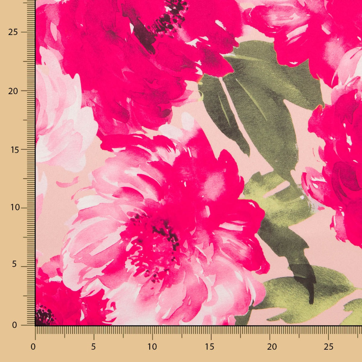 Tecido Fama Stretch Flor Pinceladas Fúcsia - Ribes y Casals