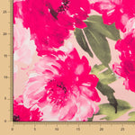 Tecido Fama Stretch Flor Pinceladas Fúcsia - Ribes y Casals