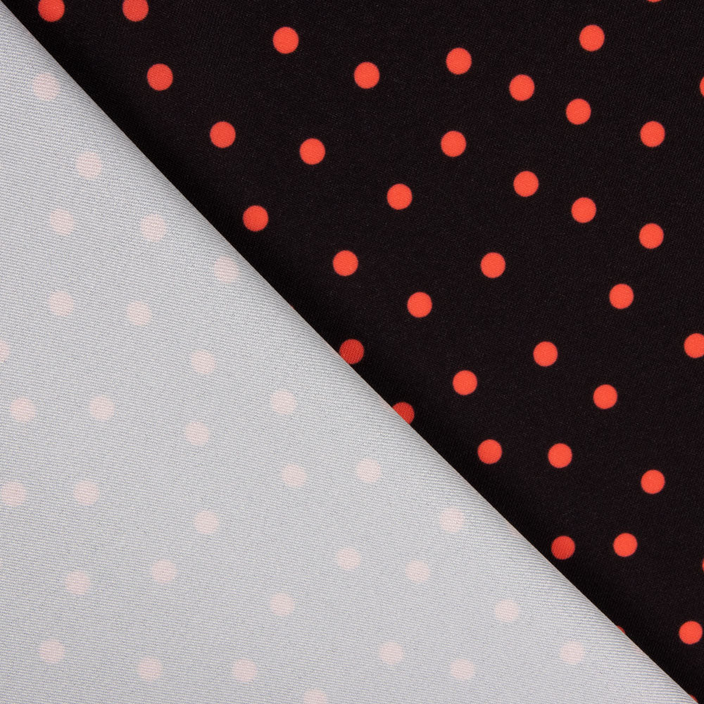 Gabardina Elástica Bolinhas Vermelha - Ribes y Casals