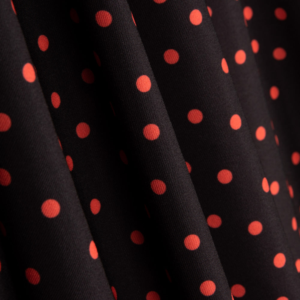 Gabardina Elástica Bolinhas Vermelha - Ribes y Casals