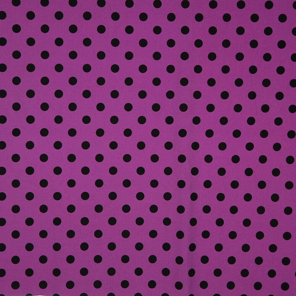 Gabardina Elástica Bolinhas 17mm Buganvília-Preto - Ribes y Casals
