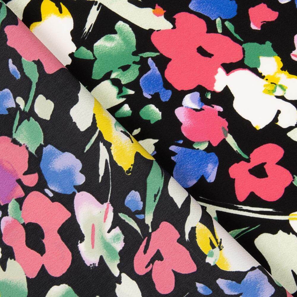 Crepe Poliéster Flor Dreia Preto - Ribes y Casals