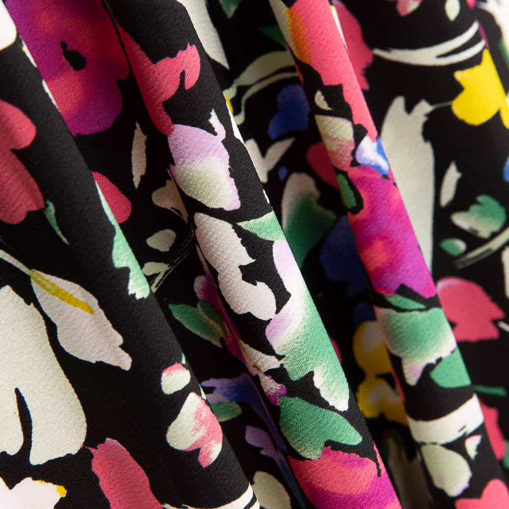 Crepe Poliéster Flor Dreia Preto - Ribes y Casals