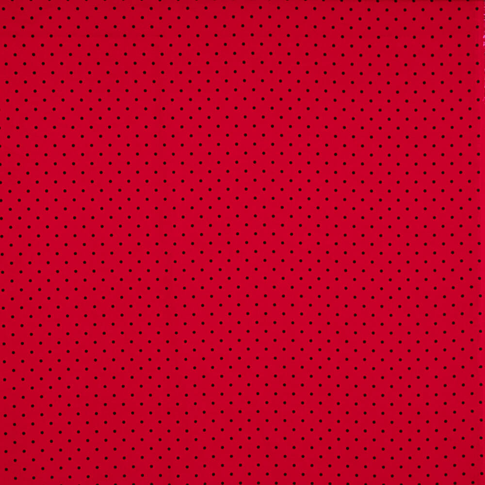 Retal Gabardina Elástica Lunares 3mm Rojo-Negro 130x140 cm - Ribes y Casals
