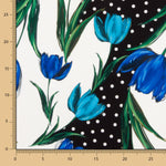 Gabardina Stretch Tulipas Azuis Bolinhas - Ribes y Casals