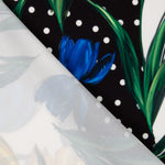 Gabardina Stretch Tulipas Azuis Bolinhas - Ribes y Casals