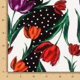 Gabardina Stretch Tulipas Vermelhas Bolinhas - Ribes y Casals