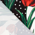 Gabardina Stretch Tulipas Vermelhas Bolinhas - Ribes y Casals