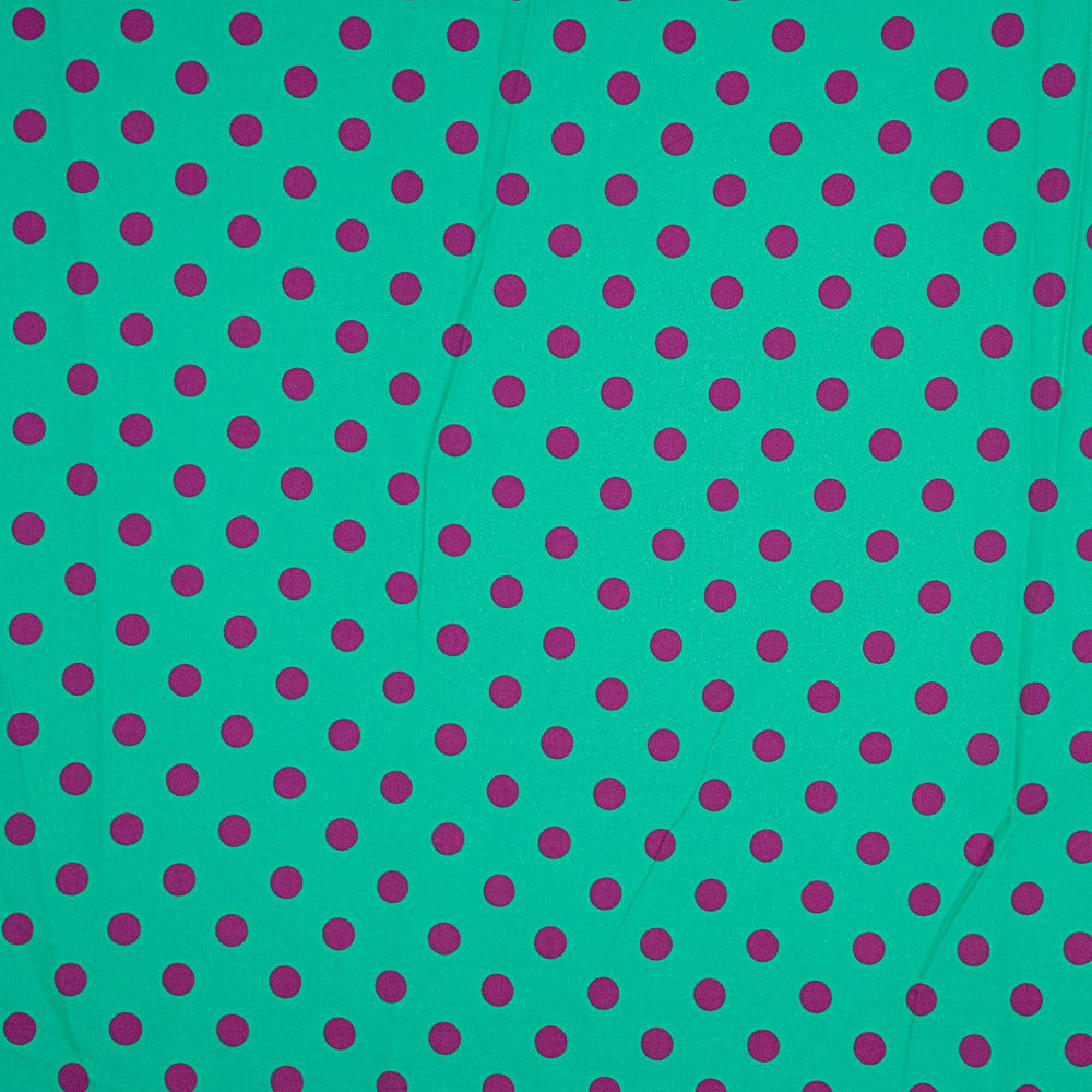 Gabardina Elástica Bolinhas 17mm Verde-Buganvília - Ribes y Casals