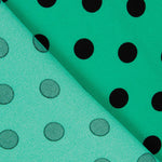 Retal Gabardina Elástica Lunares 17mm Verde-Negro 65x140 cm - Ribes y Casals