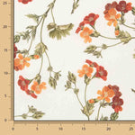 Loneta estampada com flores florais em terracota - Ribes y Casals