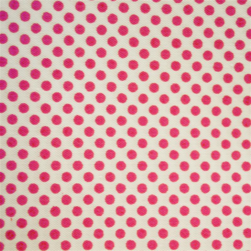 Popeline Bolas 2mm. Fundo Branco Bola Fúcshia - Ribes y Casals