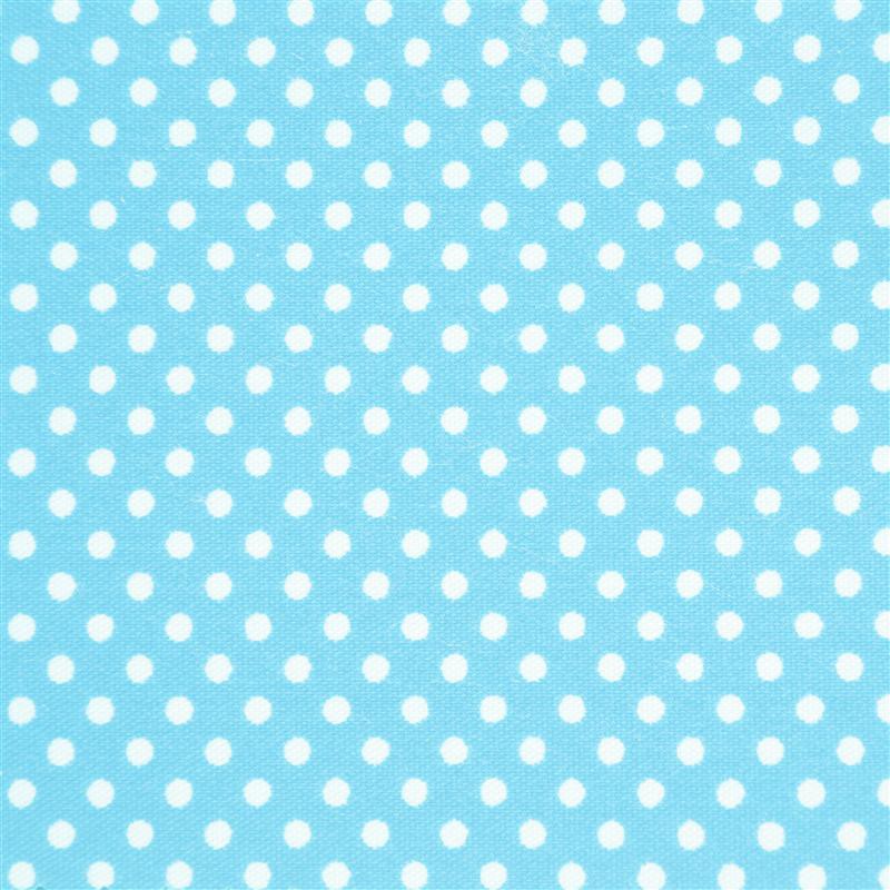 Popeline Bolas 2mm. Fundo Celeste Bola Branca - Ribes y Casals