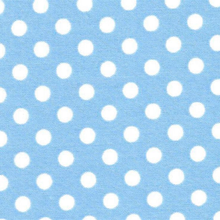 Popeline Bolas 5mm. Fundo Celeste Bola Branca - Ribes y Casals