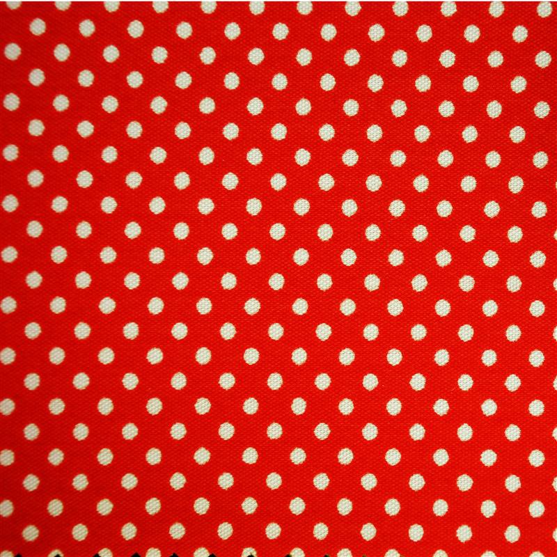 Popeline Bolas 2mm. Fundo Vermelho Bola Branca - Ribes y Casals