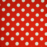 Popeline Bolas 5mm. Fundo Vermelho Bola Branca - Ribes y Casals
