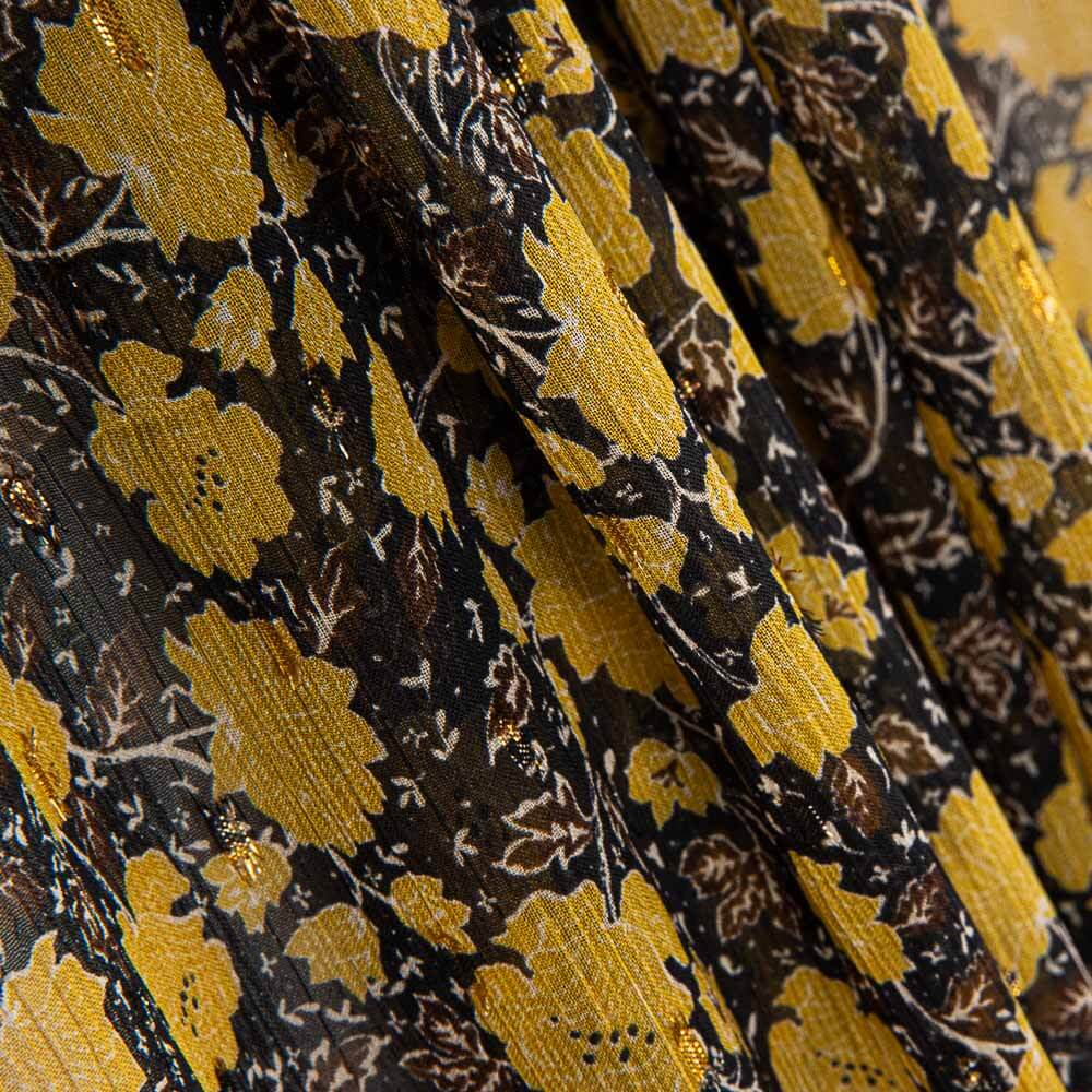 Gasa Bambula Lúrex Adira Mostaza - Ribes y Casals