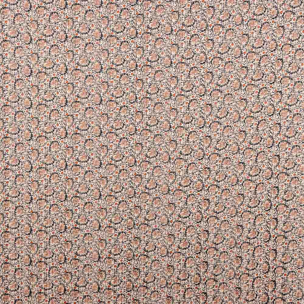 Gaze de Cetim Lurex Folhas Bege - Ribes y Casals