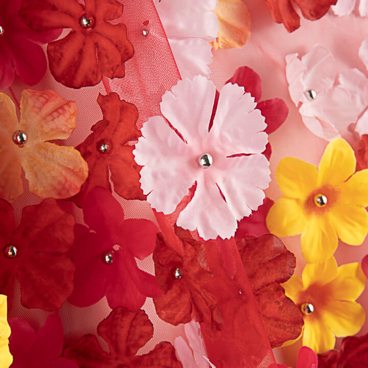 Tule Vermelho Jardim Carmesim floral 3D - Ribes y Casals