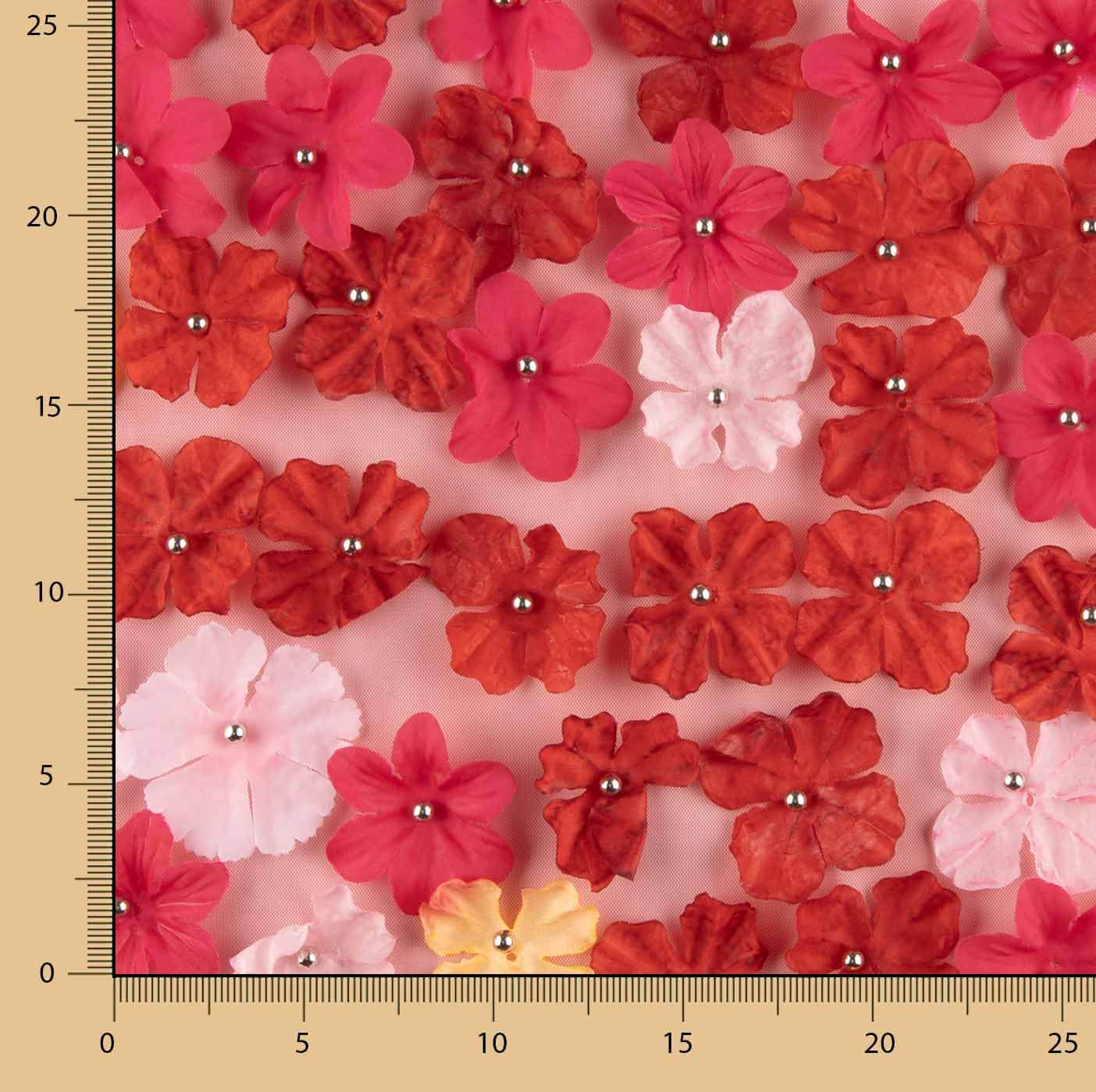 Tule Vermelho Jardim Carmesim floral 3D - Ribes y Casals