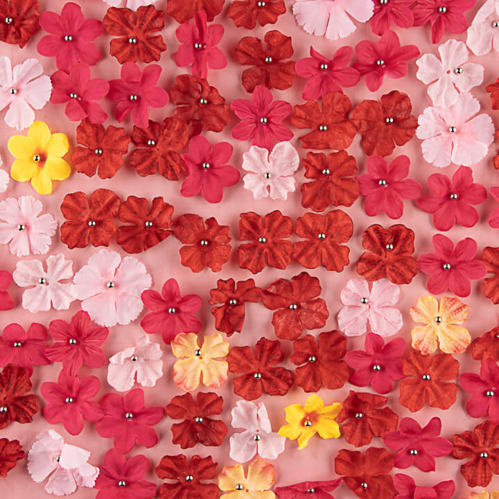 Tule Vermelho Jardim Carmesim floral 3D - Ribes y Casals