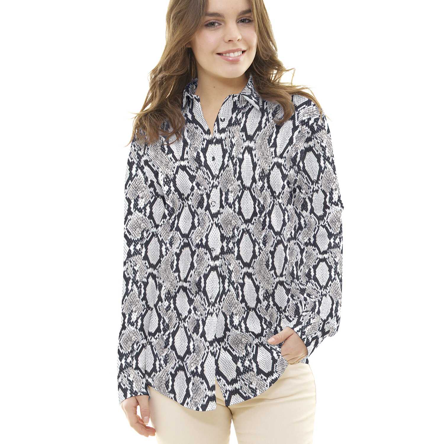 Georgette Animal Print Snake Cinza - Ribes y Casals