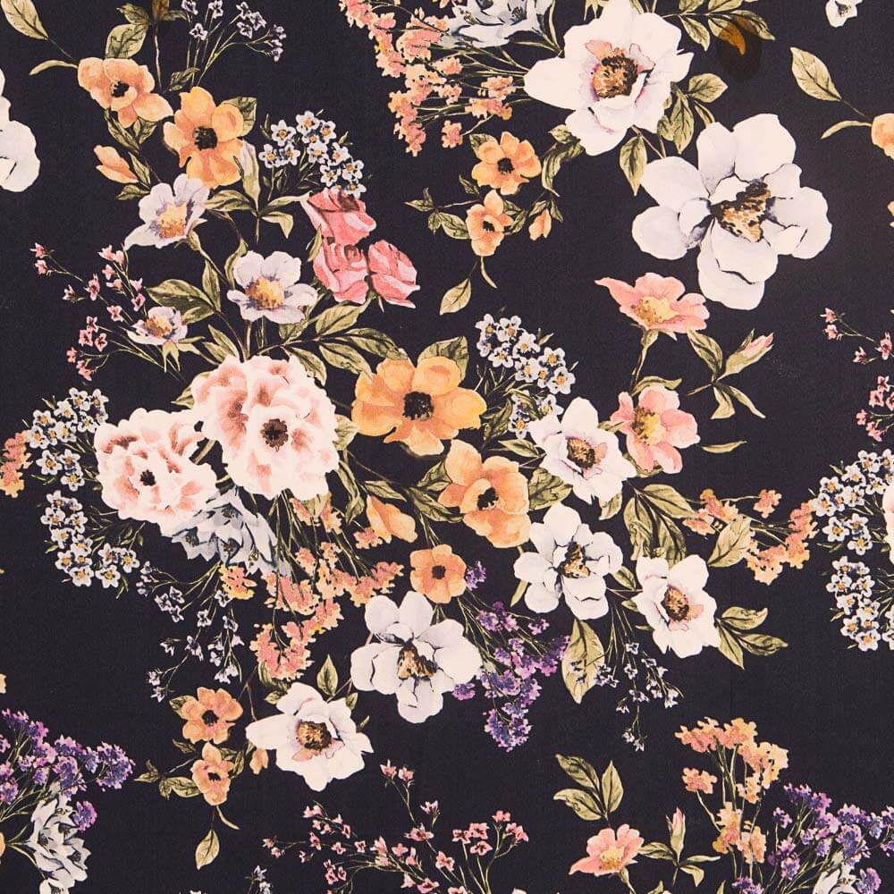 Georgette Floral Candela Preto - Ribes y Casals