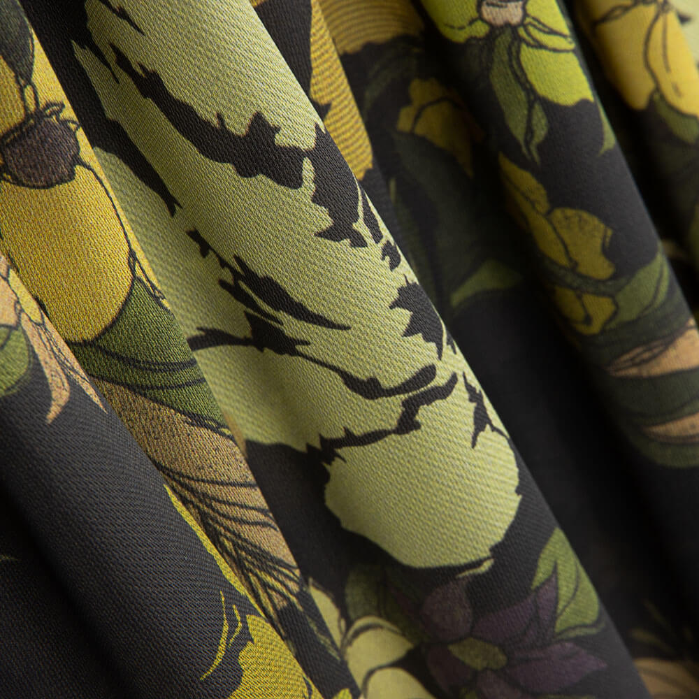 Georgette Poliéster Flores Verde - Ribes y Casals