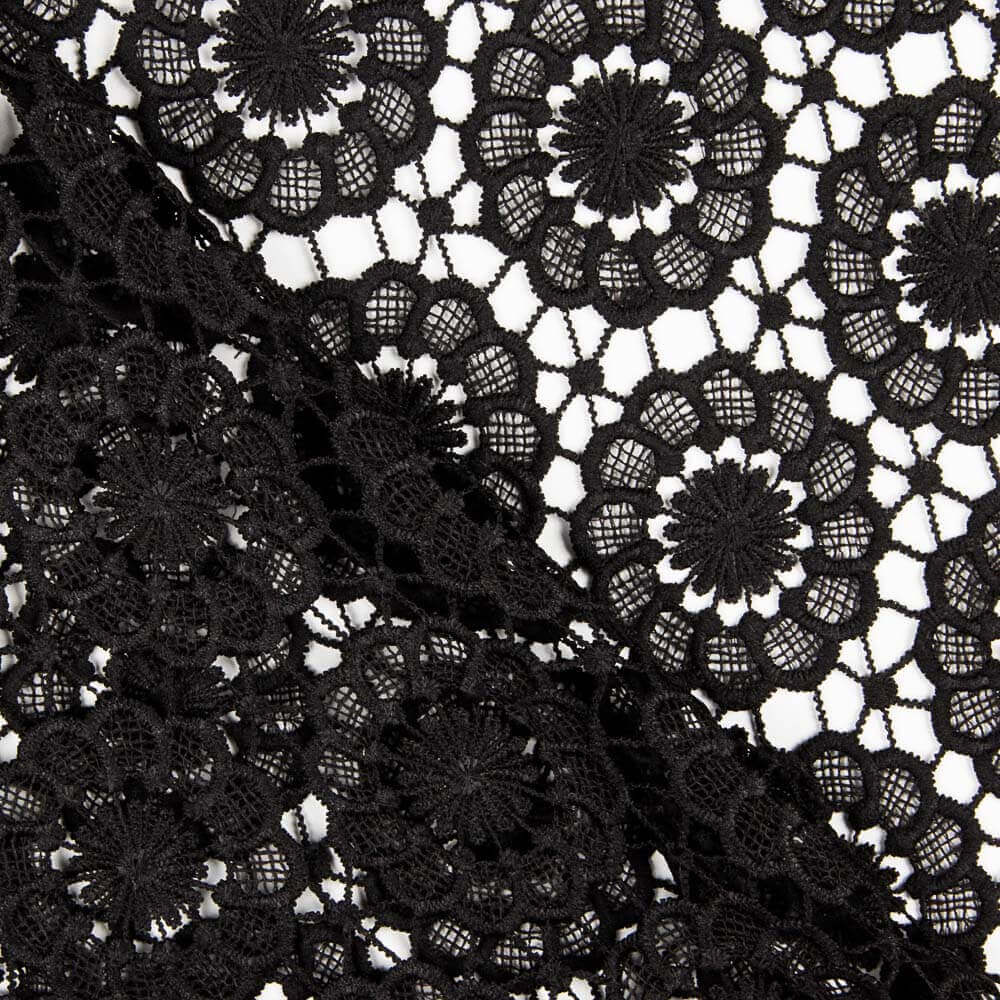 Guipur Floral Preto - Ribes y Casals